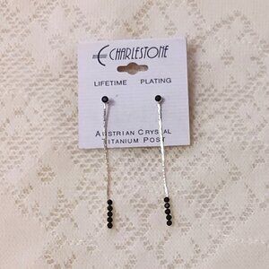 NEW Silver Plated Black Onyx Crystal Long Drop Dangle Earrings Jewelry Gifts